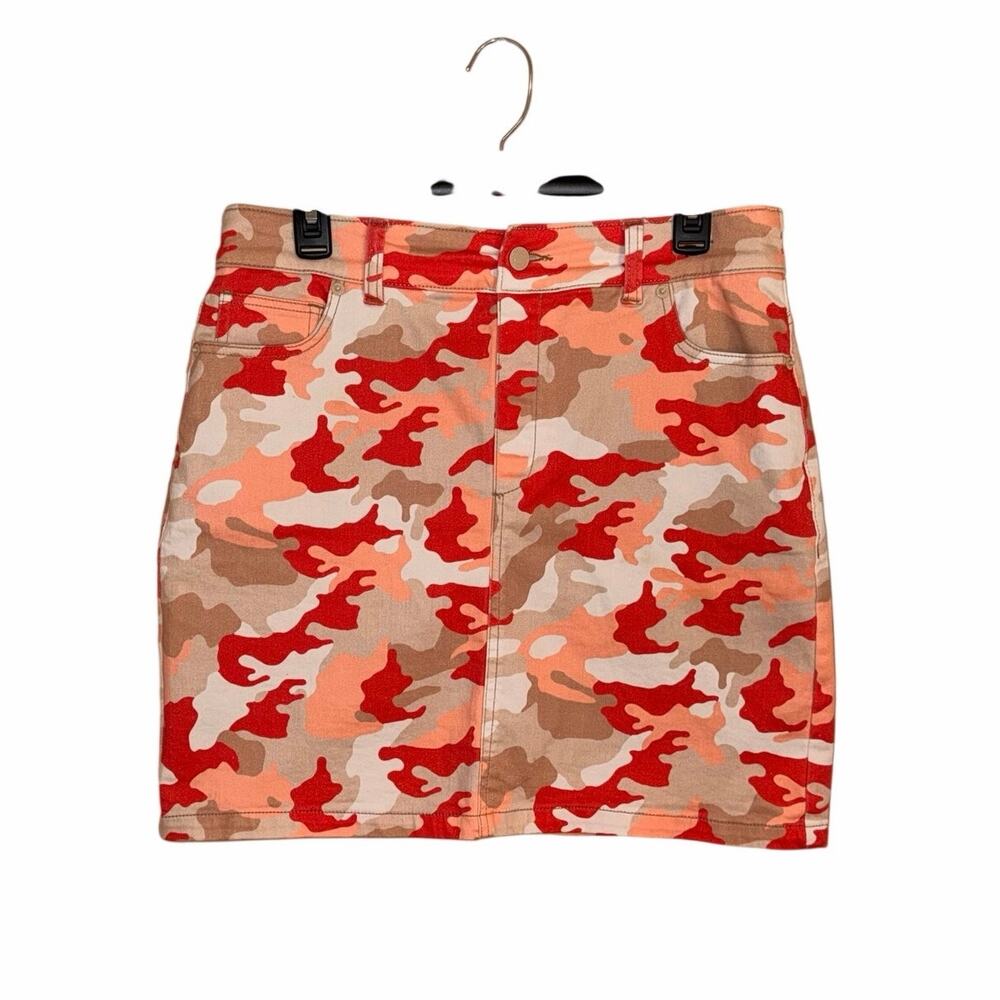 Boston Proper Women’s Size 12 Camo Denim Mini Skirt Built-In Shorts Stretch